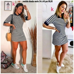 vestido blusão listrado